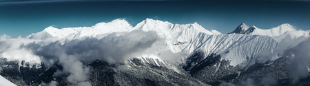 Astonishing panoramic view on the Rosa Peak. Krasnaya Polyana (Rosa Khutor alpine ski resort),...