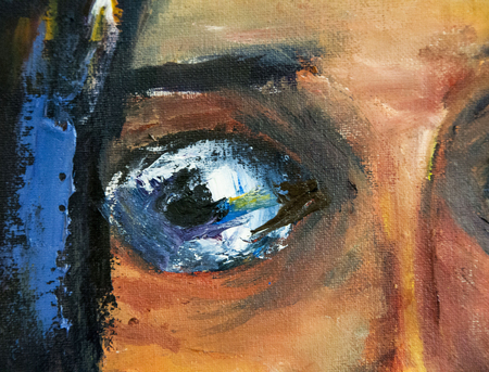 art face of a young girl on canvasの写真素材