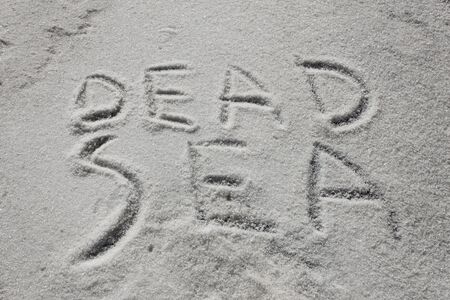 Spa stone Words DEAD SEA makes from stones on the beach of real Dead sea in Israelの写真素材