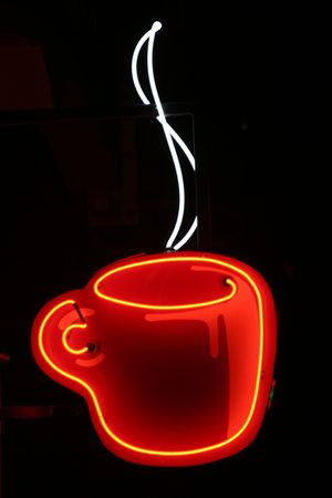 neon coffee cupの写真素材