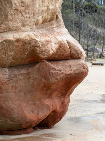 landscape with sandstone cliffs, stony seaside of Vidzeme, Latviaの写真素材