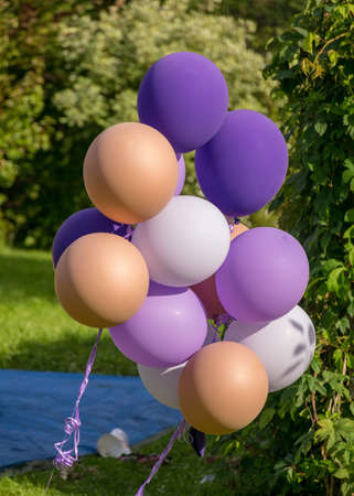 beautiful balloons of different colors for a children's partyの写真素材