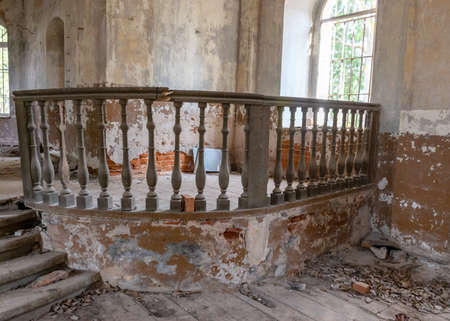 picture with old interior in Galgauskas St. John the Baptist Orthodox Church, Latviaの写真素材