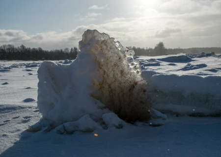 various ice formations by the sea, beautiful winter day by the sea, winterの写真素材