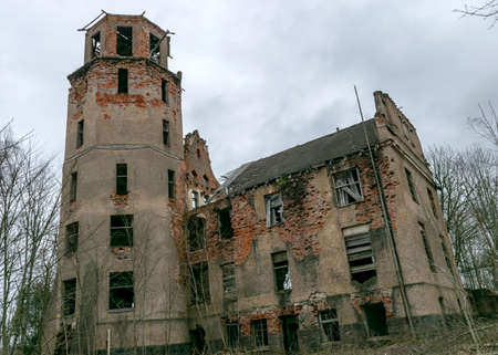 Grand Veckarku Castle, from which the remains of the castle with a grand tower have survived, the ruins of the building have collapsed, Valka district, Karki, Latviaのeditorial素材