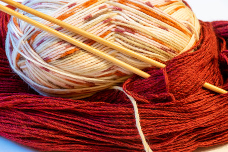 needlewoman's kit, woolen yarn, needles, creating woolen products, winter fun, handmade
