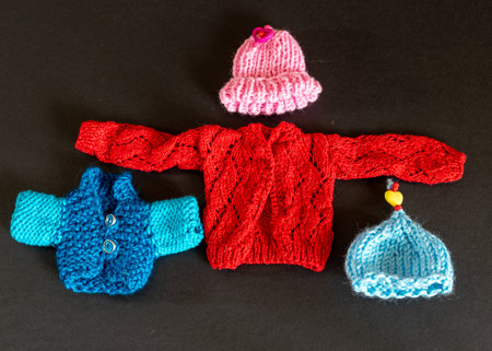 different colors knitted doll clothes, adorable collection of knitted doll clothes for little girl