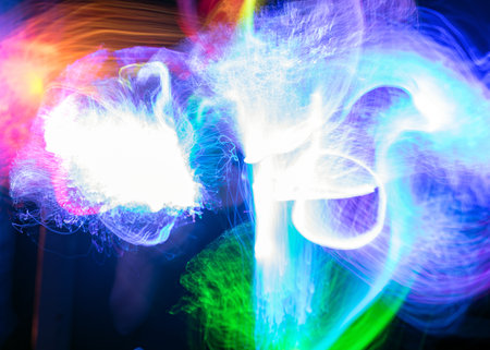 beautiful and colorful light paintings, abstract light lines and contours, happy light textures