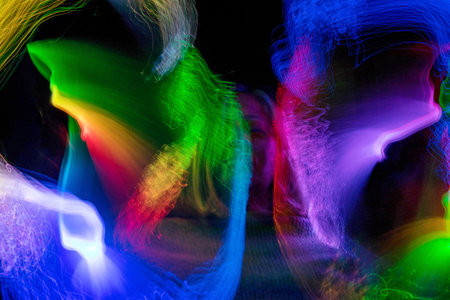light fantasies, fuzzy, beautiful and colorful light paintings, abstract light lines and contours, happy light texturesの写真素材