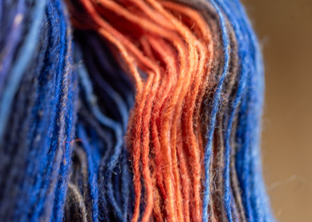 Colorful woolen yarn skeins, needlework concept, woolen threads, craftの写真素材