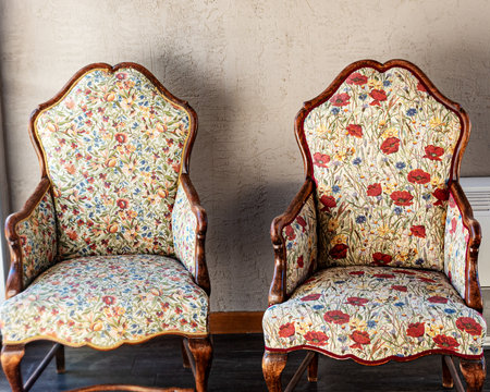 still life with historical chairs, interior design, decorationsの写真素材