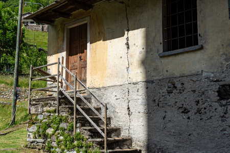 traditional Swiss town house architectural details, historic houses, interior, summerの写真素材