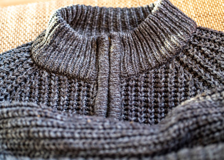 knitted handicraft, beautiful knitting pattern, handicraft concept, making clothes by hand, hobbyの写真素材