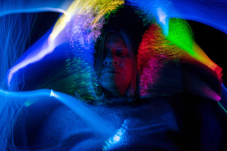 light fantasies, fuzzy, beautiful and colorful light paintings, abstract light lines and contours, happy light texturesの写真素材