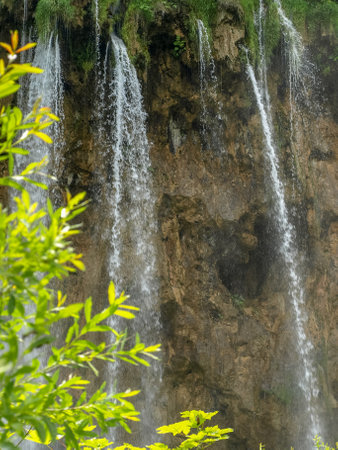 beautifull waterfalls and streams,  the crystal clear water in Plitvice Lakes National Park, Croatiaの写真素材