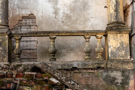 early spring in nature, details and fragments of the OzolmuiÅ¾a castle complex, old castle...