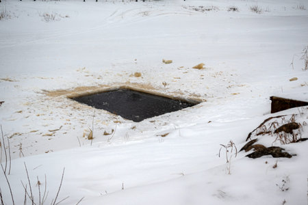 ice made in the lake, healthy life concept, winter