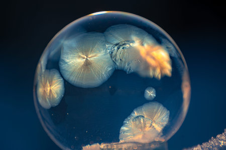 close-up image of freezing soap bubbles
