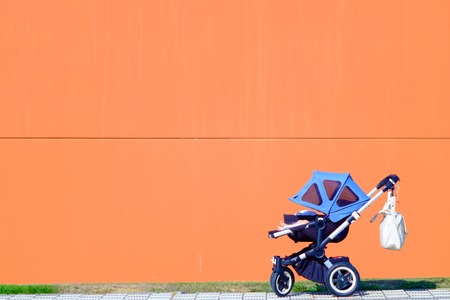 A baby is plesantly waiting inside his saddle for beatiful things to come.の写真素材