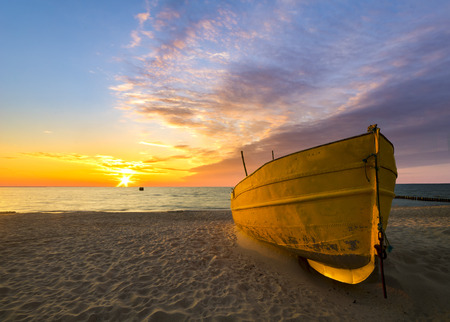 sunset over the sea, Baltic Sea, Polandの写真素材