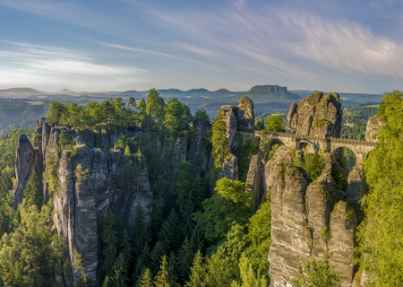 The Bastei bridge, Saxon Switzerland National Park, Germanyの写真素材