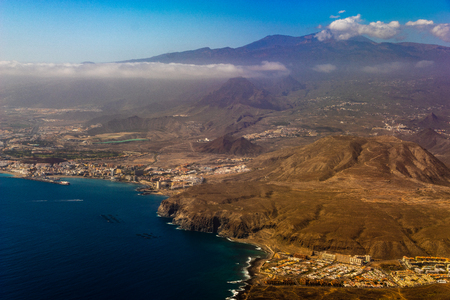 Tenerife seen from an airplaneの写真素材