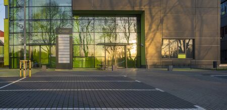 parking spaces for cars at the modern buildings of Technopark Pomerania in Szczecin