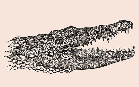 stylized crocodile head vector illustrationのイラスト素材