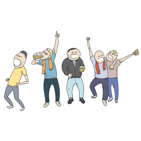 Football fans celebrating victory.のイラスト素材