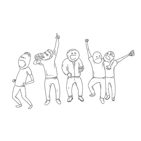 Football fans celebrating victory.のイラスト素材