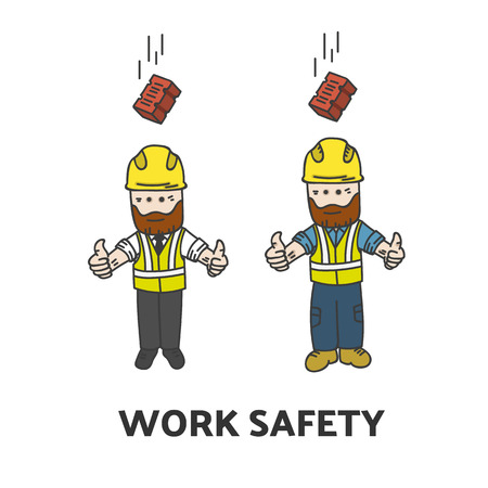 Work safety illustration. Construction manager and workerのイラスト素材