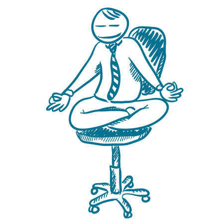 Office worker resting in lotus pose  sketchのイラスト素材