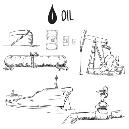 Set of oil industry objects  illustrationのイラスト素材
