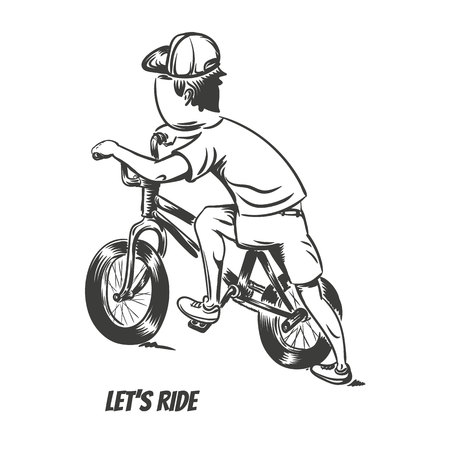 Kid starting bmx ride. EPS10 vector illustrationのイラスト素材