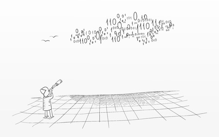 Cloud data research vector sketchy hand drawn illustrationのイラスト素材