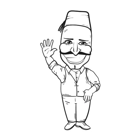 Turkish man waving helloのイラスト素材