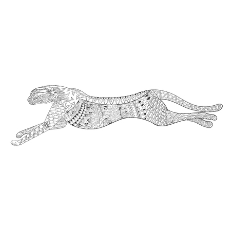 Patterned running cheetah illustrationのイラスト素材