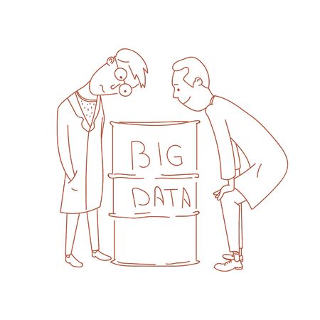 Data scientists studying porion of big dataのイラスト素材