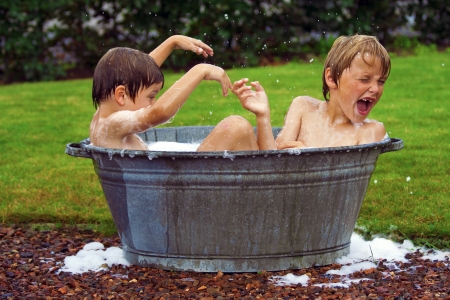 kids in bathtub