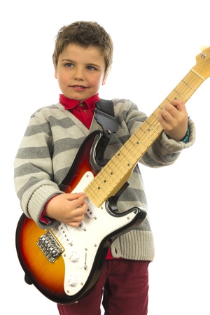 little kid rocking on a electric guitarの写真素材