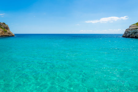 beautiful bay, blue water and clear sky. at mallorca