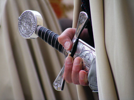 White knight holds the swordの写真素材