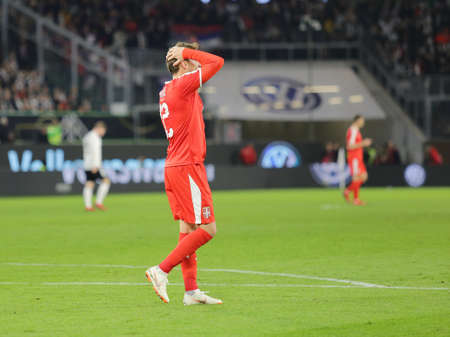 Wolfsburg, Germany, March 20, 2019: Serbian soccer player Adem Ljajic during the international friendly soccer game Germany vs Serbia at Volkswagen Arena.のeditorial素材