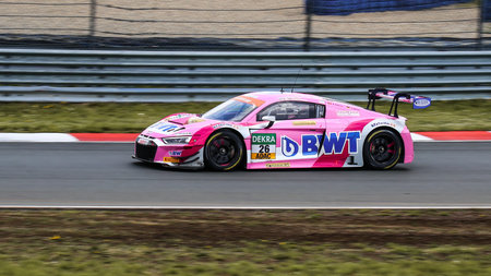 Oschersleben, Deutschland, April 28, 2019: Swiss racing driver Nikolaj Rogivue driving the Audi R8...