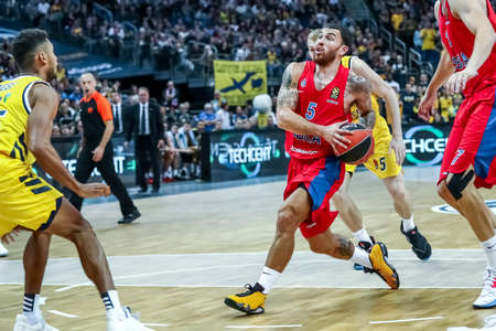 Berlin, Germany, October 25, 2019: basketball player Mike James in action during the EuroLeague basketball match Alba Berlin vs CSKA Moscow at Mercedes Benz Arenaのeditorial素材