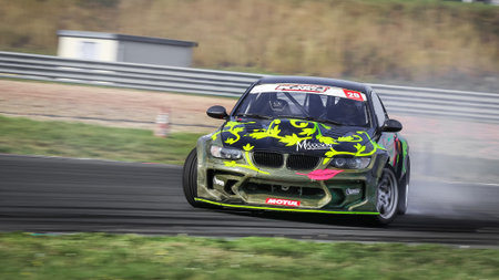 Oschersleben, Germany, August 31, 2019: Clemens Kauderer driving his BMW E92 during the Drift Kings...