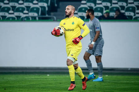 Wolfsburg, Germany, December 12, 2019: Jessy Moulin goalkeeper of AS Saint-Etienne during the UEFA...