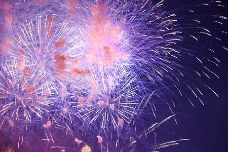 Colorful firework in a night skyの写真素材