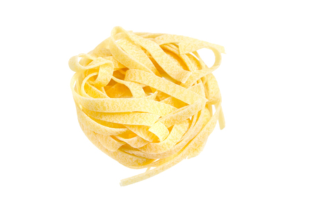 Tagliatelle italian pasta isolated on white backgroundの写真素材