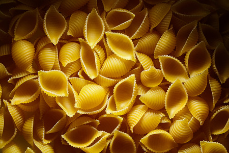 Raw uncooked dry Conchiglioni italian pasta. shells shapedの写真素材